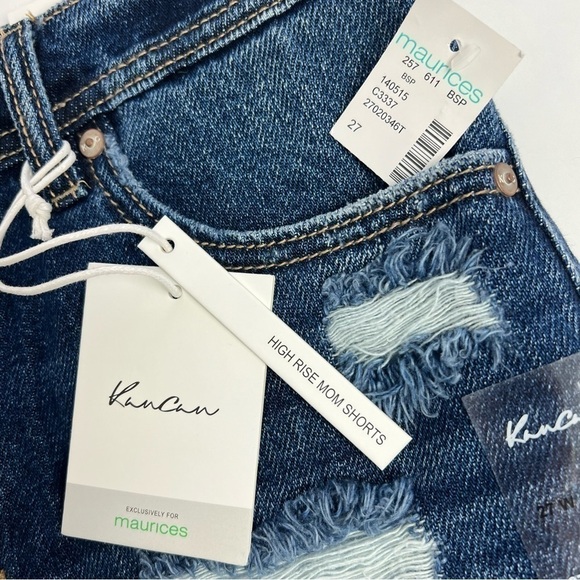 NWT KanCan Junior Women’s High Rise MOM Blue Jean Shorts Sz 7 Button Fly Pockets - Picture 4 of 11
